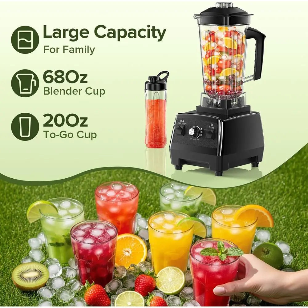 Blender with 680ml Pitcher and 200ml Juicer Container, Smoothie Blender for Ice Crushing