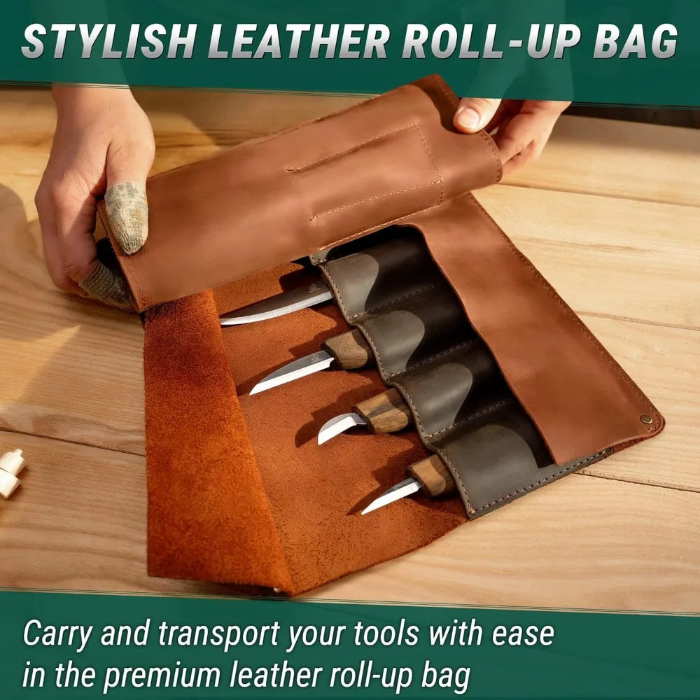 Deluxe Wood Carving Kit S18X Wood Carving Knife Set Spoon Carving Tools Set Whittling Knives Kit Woodworking Kit Wood