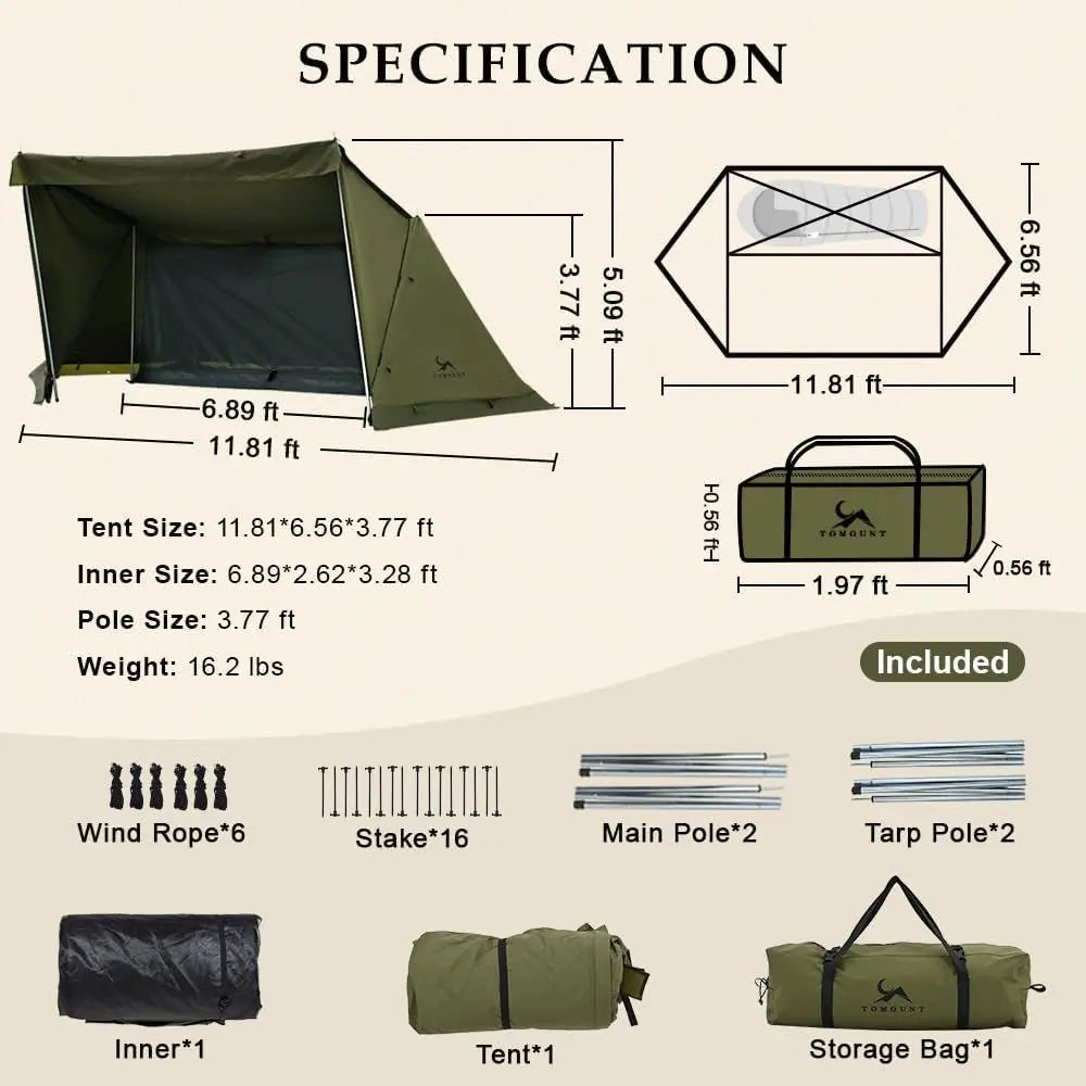 Two-Person Canvas Bivy Tent Shelter for Camping Adventures