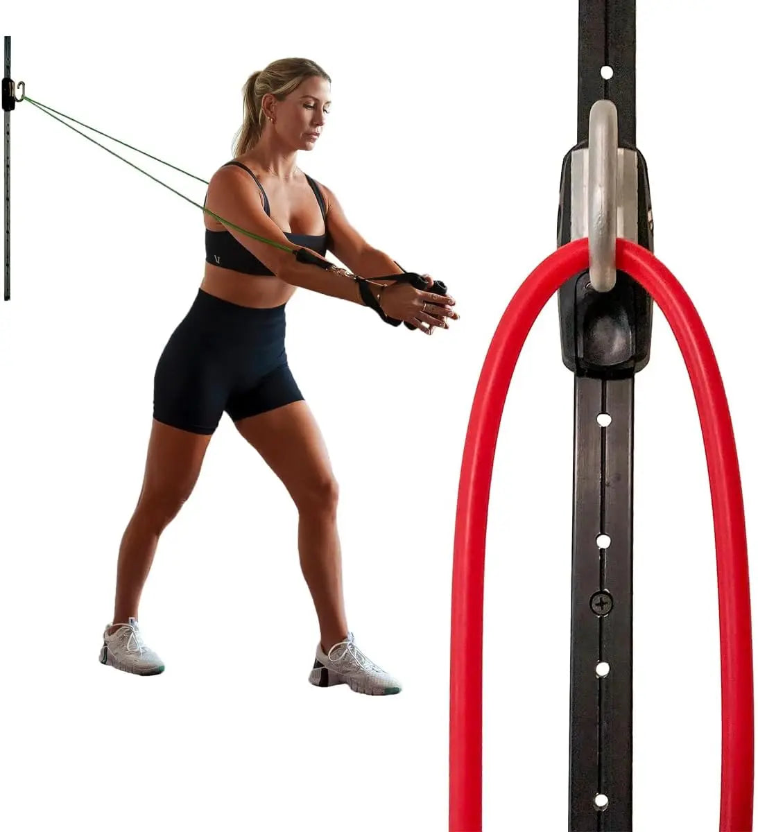Home Gym Resistance Band Wall Anchor Kit with Adjustable Rail for Full Body Workouts