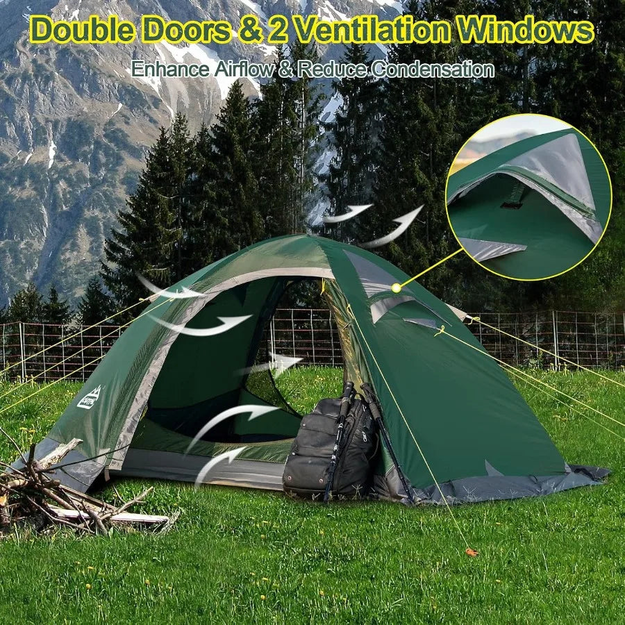2 Person Backpacking Tent Waterproof 4 Season Tent Windproof Cold Weather Winter Tent for Camping Hiking Hunting Cycling