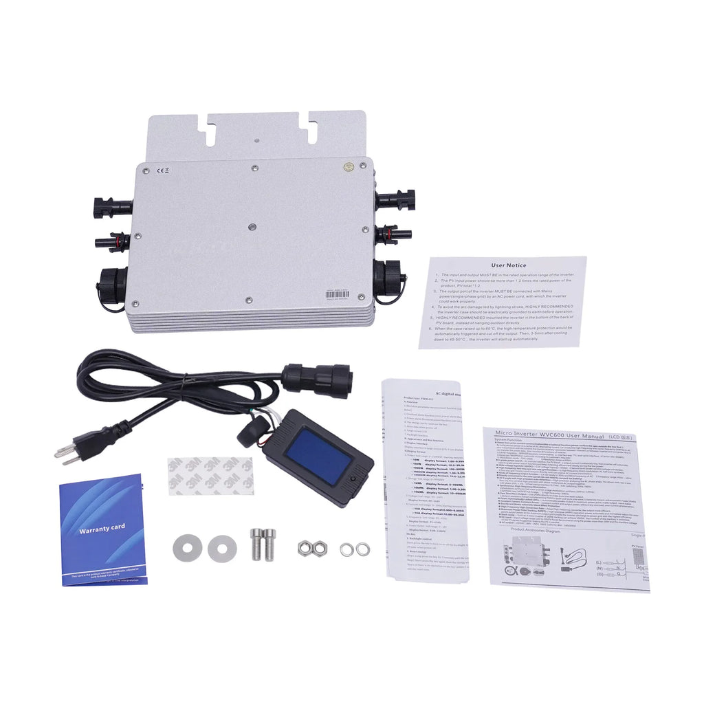 700W Micro Inverter Grid Tie System for Residential Solar Panels 110V AC Output Aluminum Alloy IP65 with LCD Display